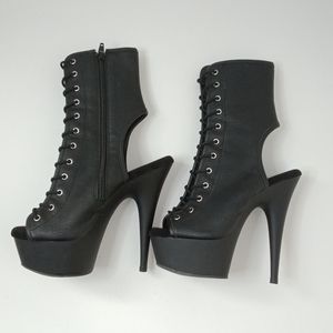 Women's Pleaser Delight Platform Lace Up Heel Bootie Size 5.5